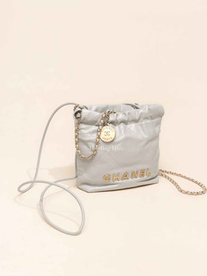 Chanel Gray Shiny Calfskin C22 Mini Bag GHW