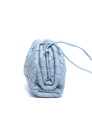 Bottega Veneta Light Blue Intrecciato Leather Mini The Pouch Bag
