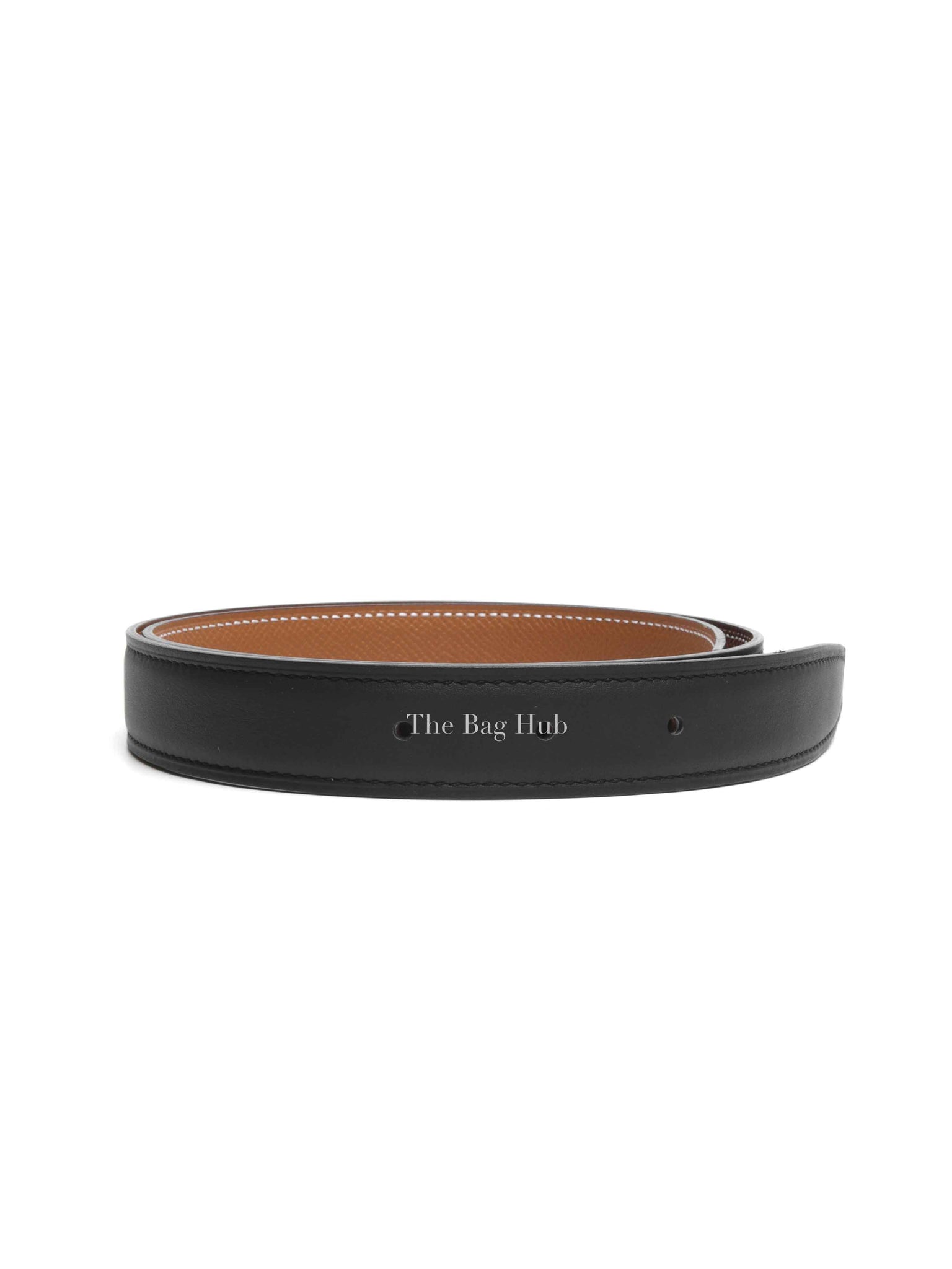 Hermes Noir/Gold Leather Reversible Belt Strap 75cm