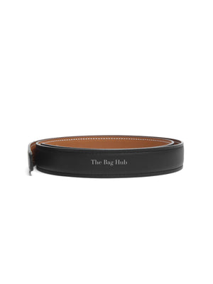 Hermes Noir/Gold Leather Reversible Belt Strap 75cm