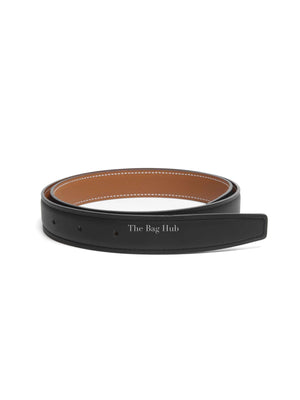 Hermes Noir/Gold Leather Reversible Belt Strap 75cm