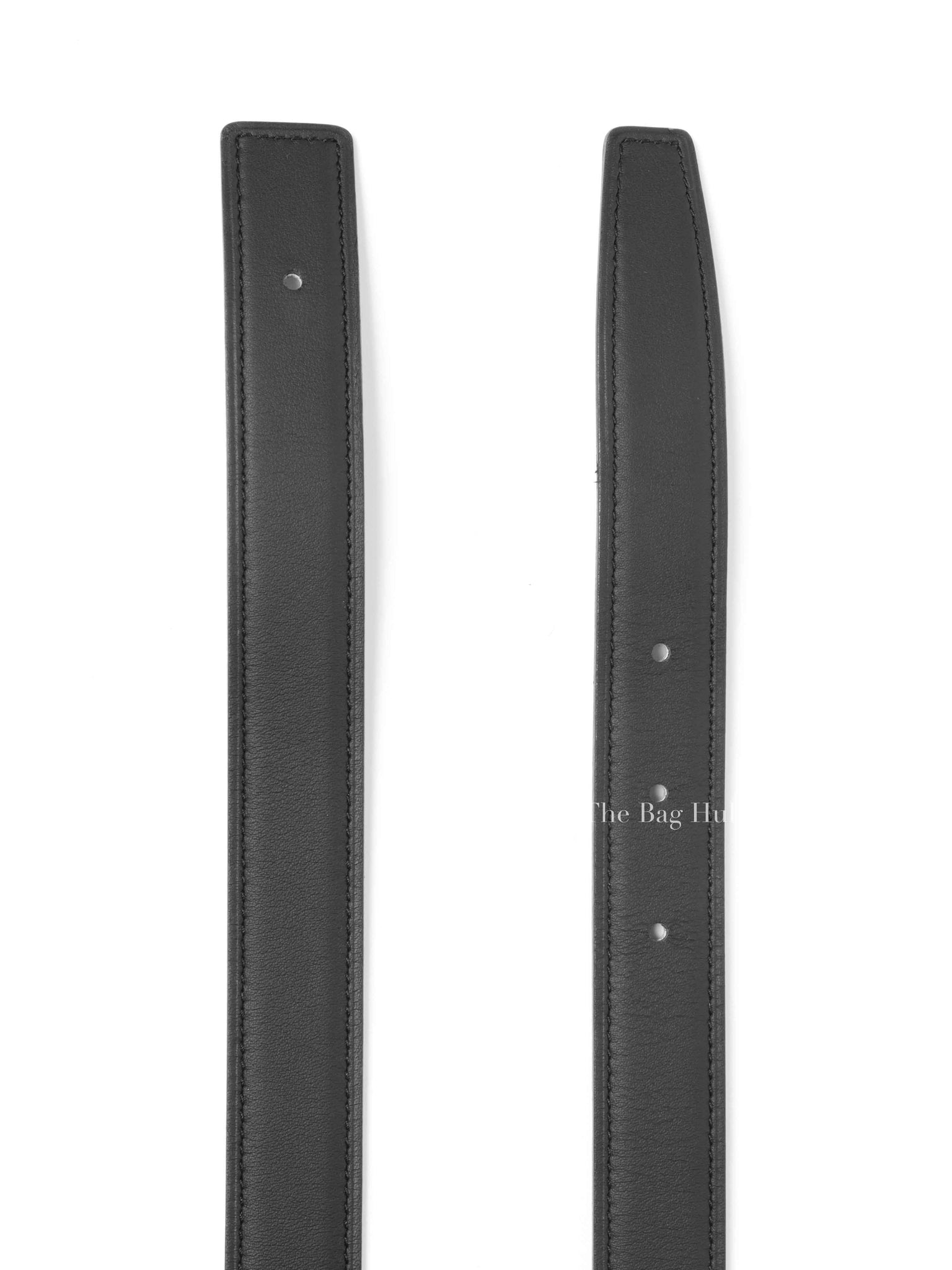 Hermes Noir/Gold Leather Reversible Belt Strap 75cm