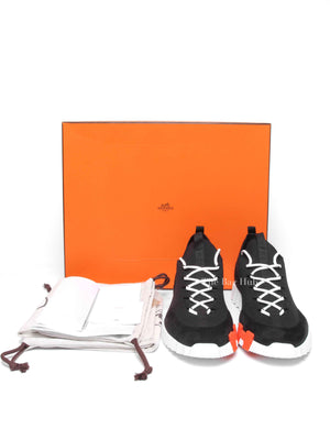 Hermes Noir Fabric Lift Slip-on Sneakers Size 42