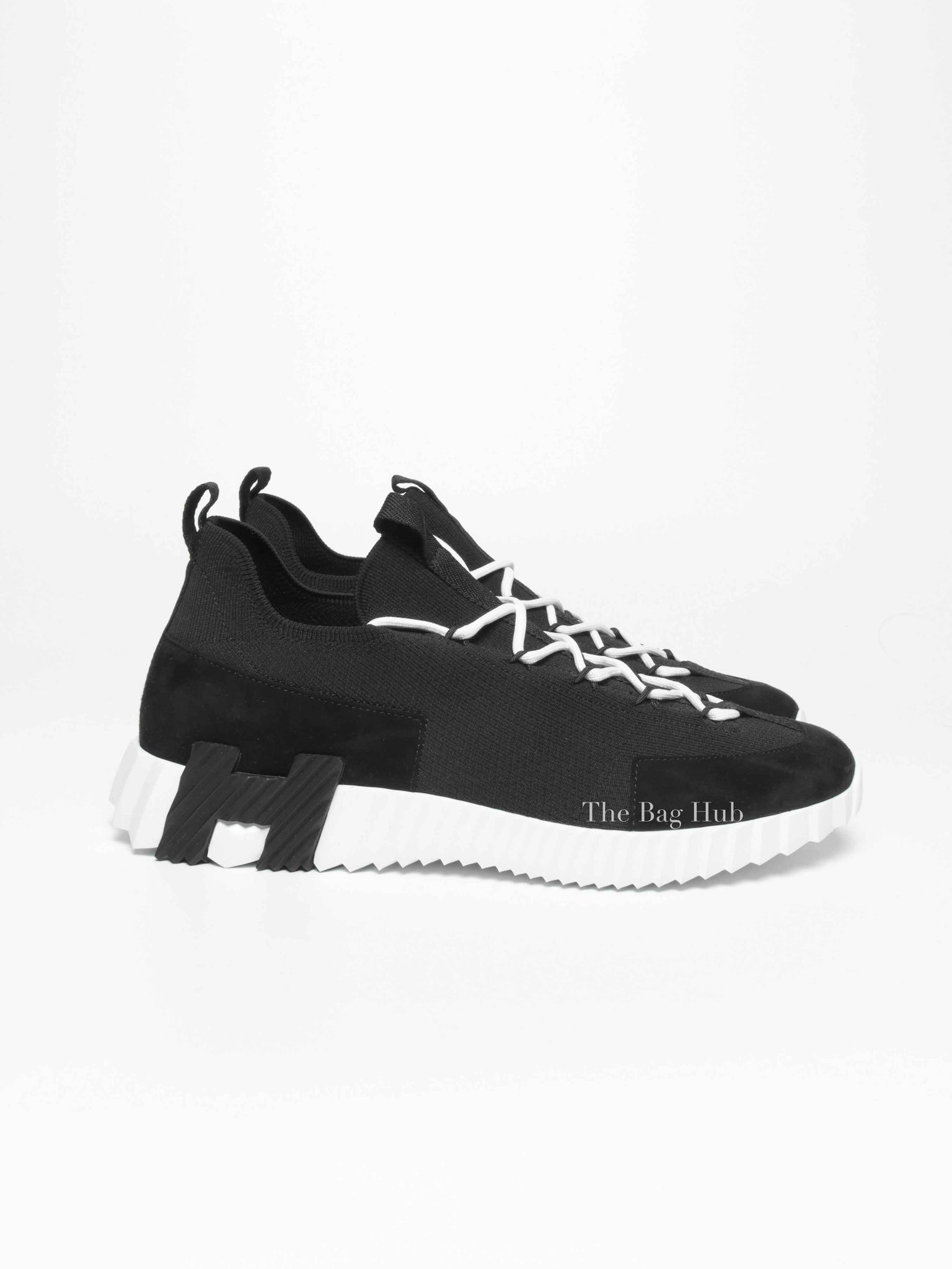 Hermes Noir Fabric Lift Slip-on Sneakers Size 42