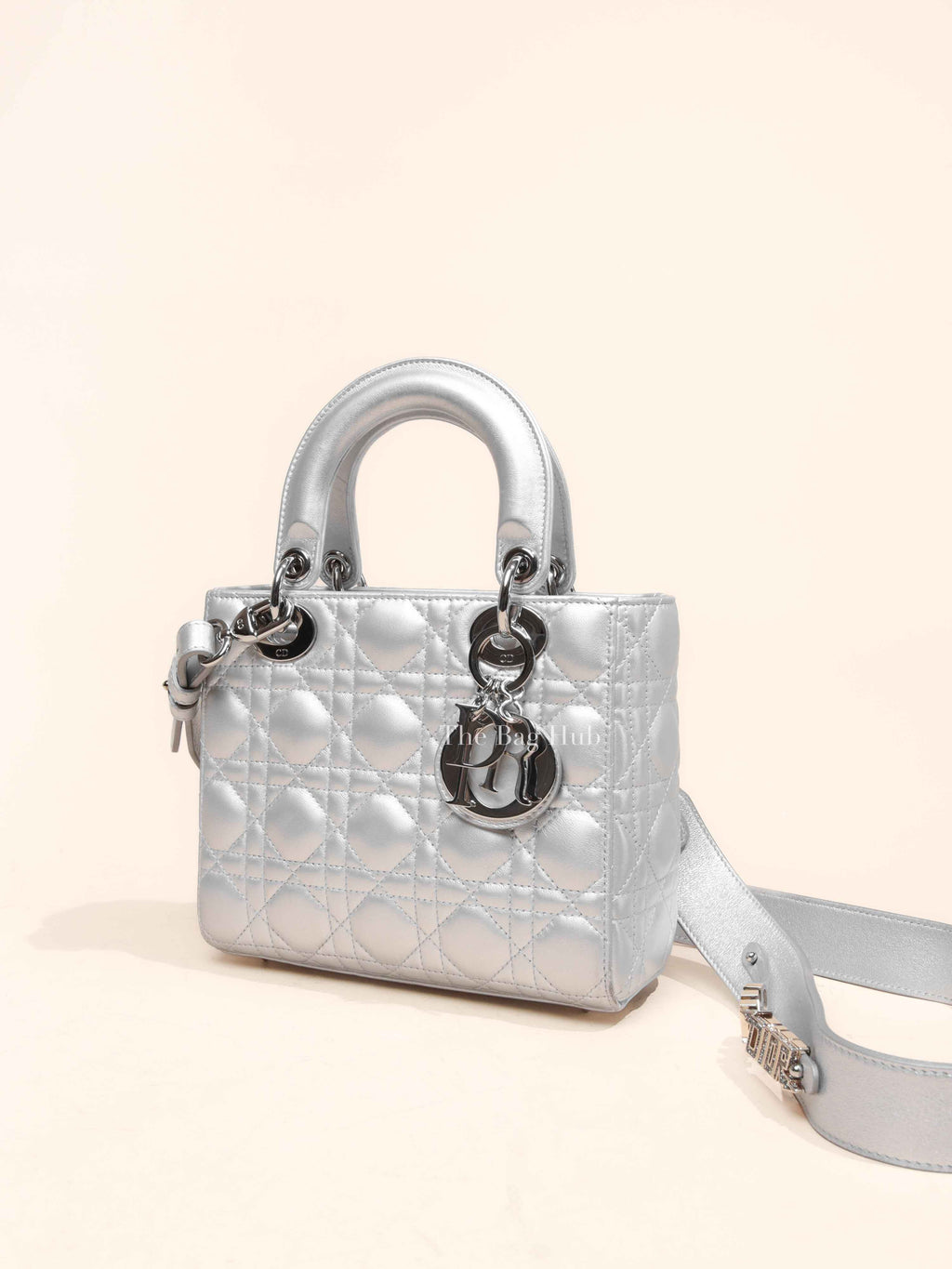Dior Silver Calfskin My ABCDior Lady Dior Cannage Small Bag