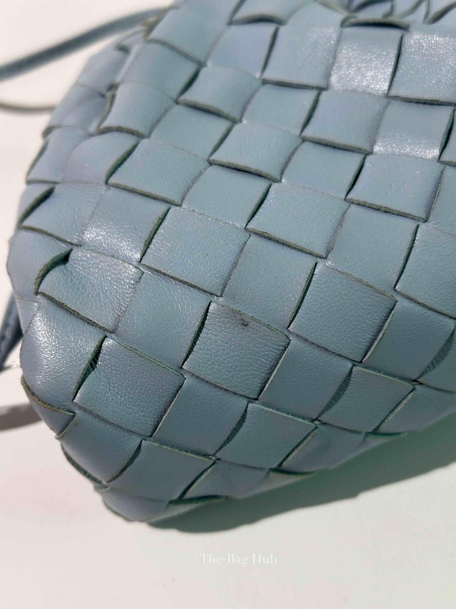 Bottega Veneta Light Blue Intrecciato Leather Mini The Pouch Bag