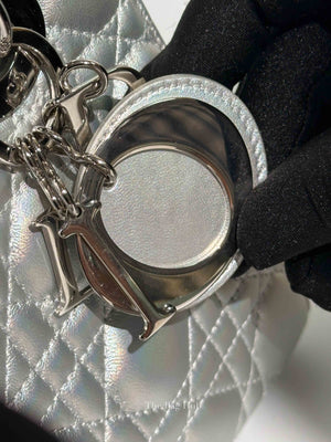 Dior Silver Calfskin My ABCDior Lady Dior Cannage Small Bag