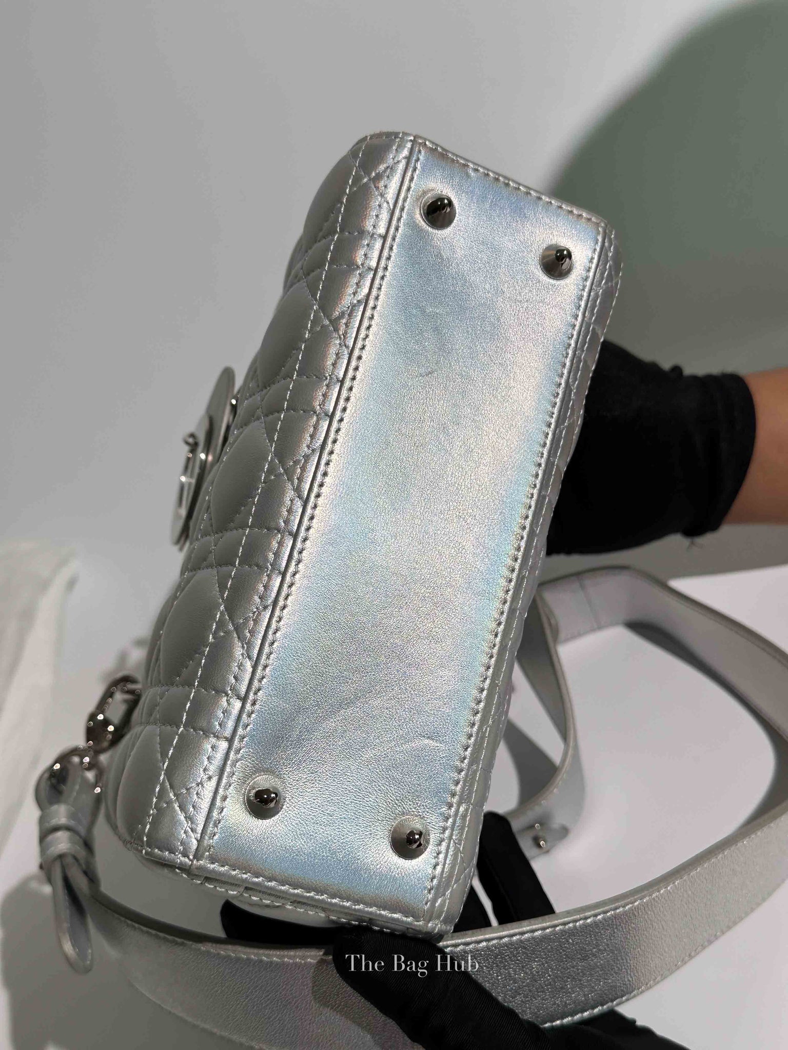 Dior Silver Calfskin My ABCDior Lady Dior Cannage Small Bag