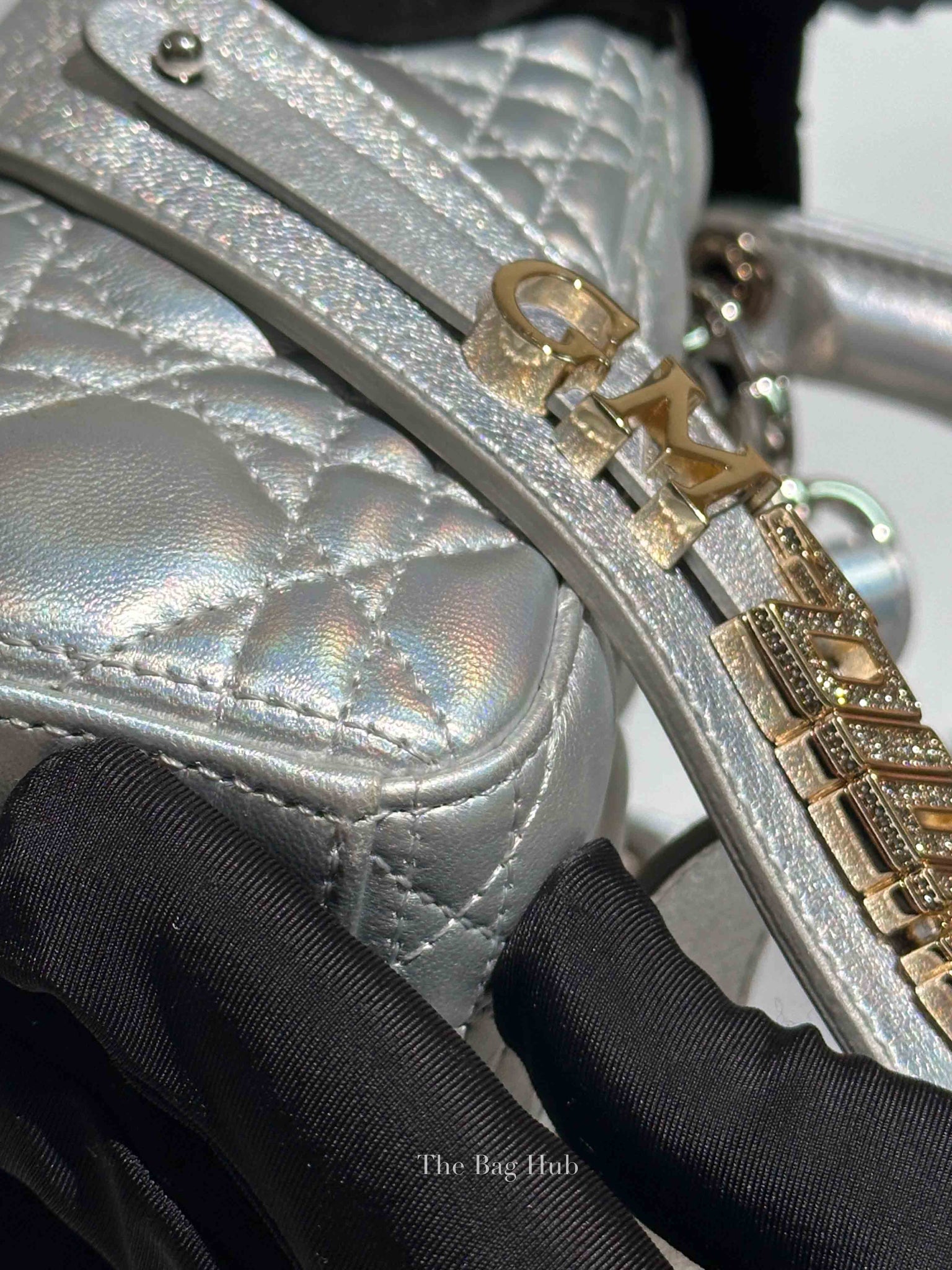 Dior Silver Calfskin My ABCDior Lady Dior Cannage Small Bag