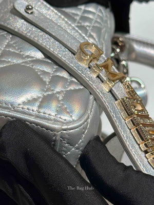 Dior Silver Calfskin My ABCDior Lady Dior Cannage Small Bag
