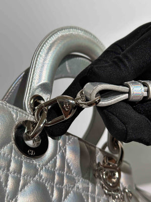 Dior Silver Calfskin My ABCDior Lady Dior Cannage Small Bag