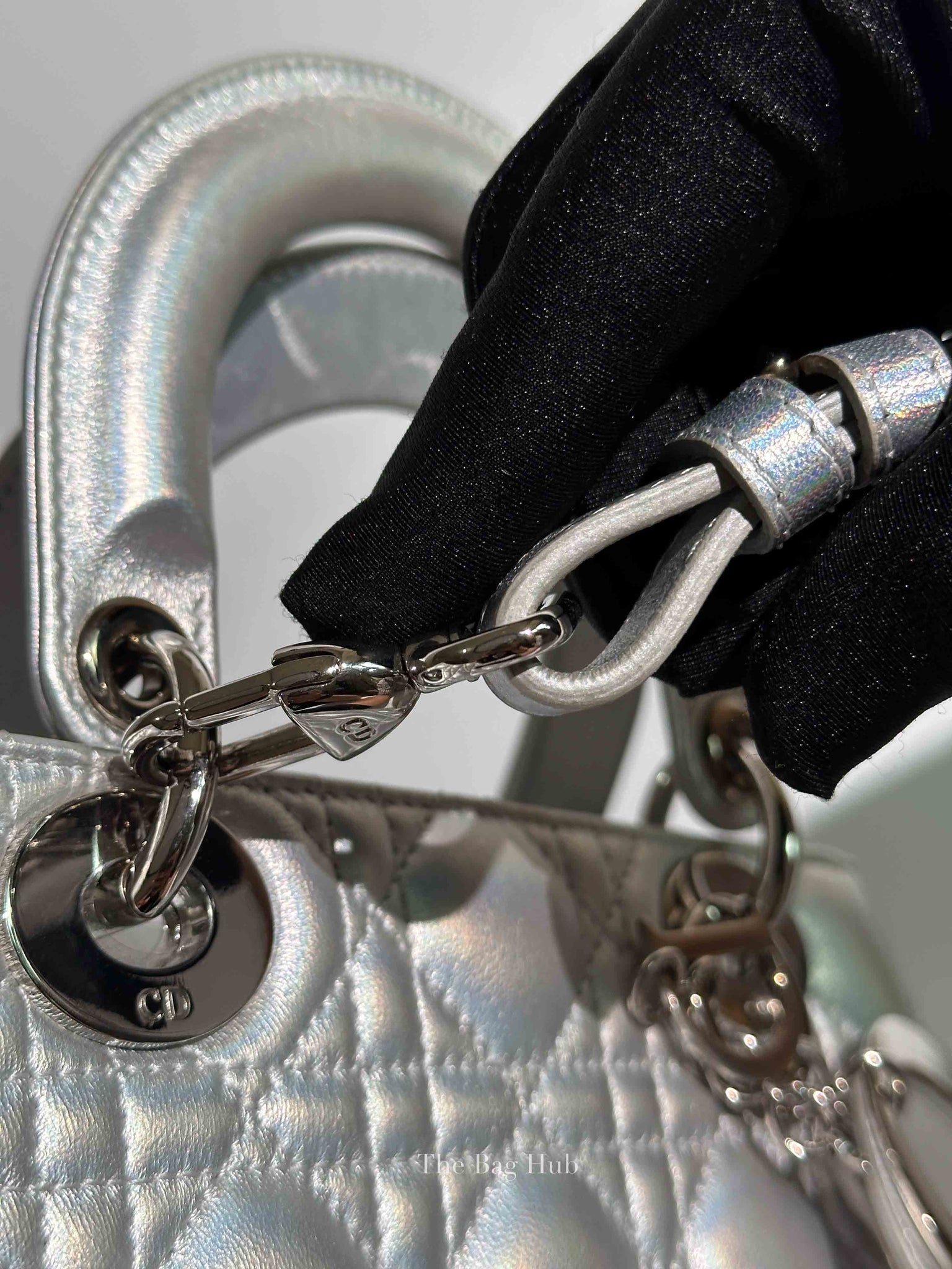 Dior Silver Calfskin My ABCDior Lady Dior Cannage Small Bag