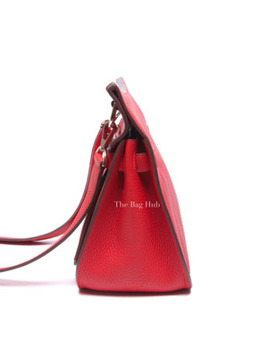 Hermes Rouge Casaque Taurillon Clemence Leather Jypsiere 28 Bag PHW