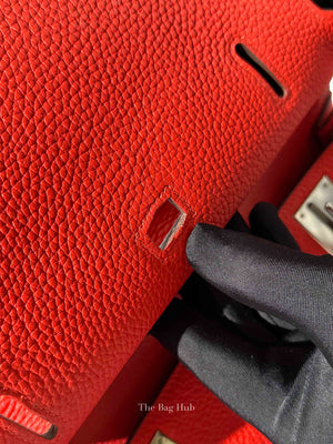Hermes Rouge Casaque Taurillon Clemence Leather Jypsiere 28 Bag PHW