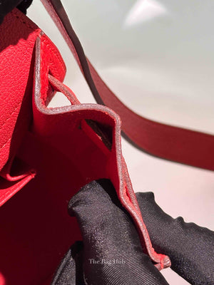 Hermes Rouge Casaque Taurillon Clemence Leather Jypsiere 28 Bag PHW