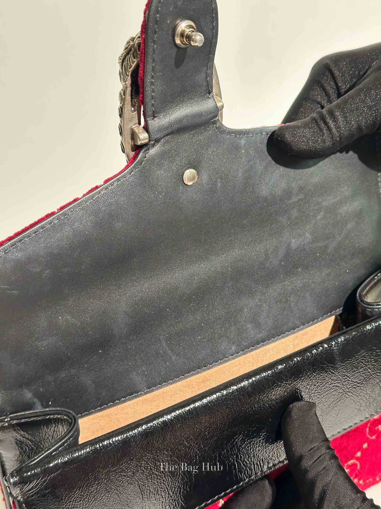Gucci Red/Black Velvet GG Monogram Dionysus Small Shoulder Bag