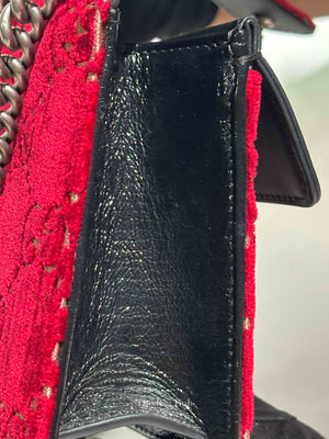 Gucci Red/Black Velvet GG Monogram Dionysus Small Shoulder Bag