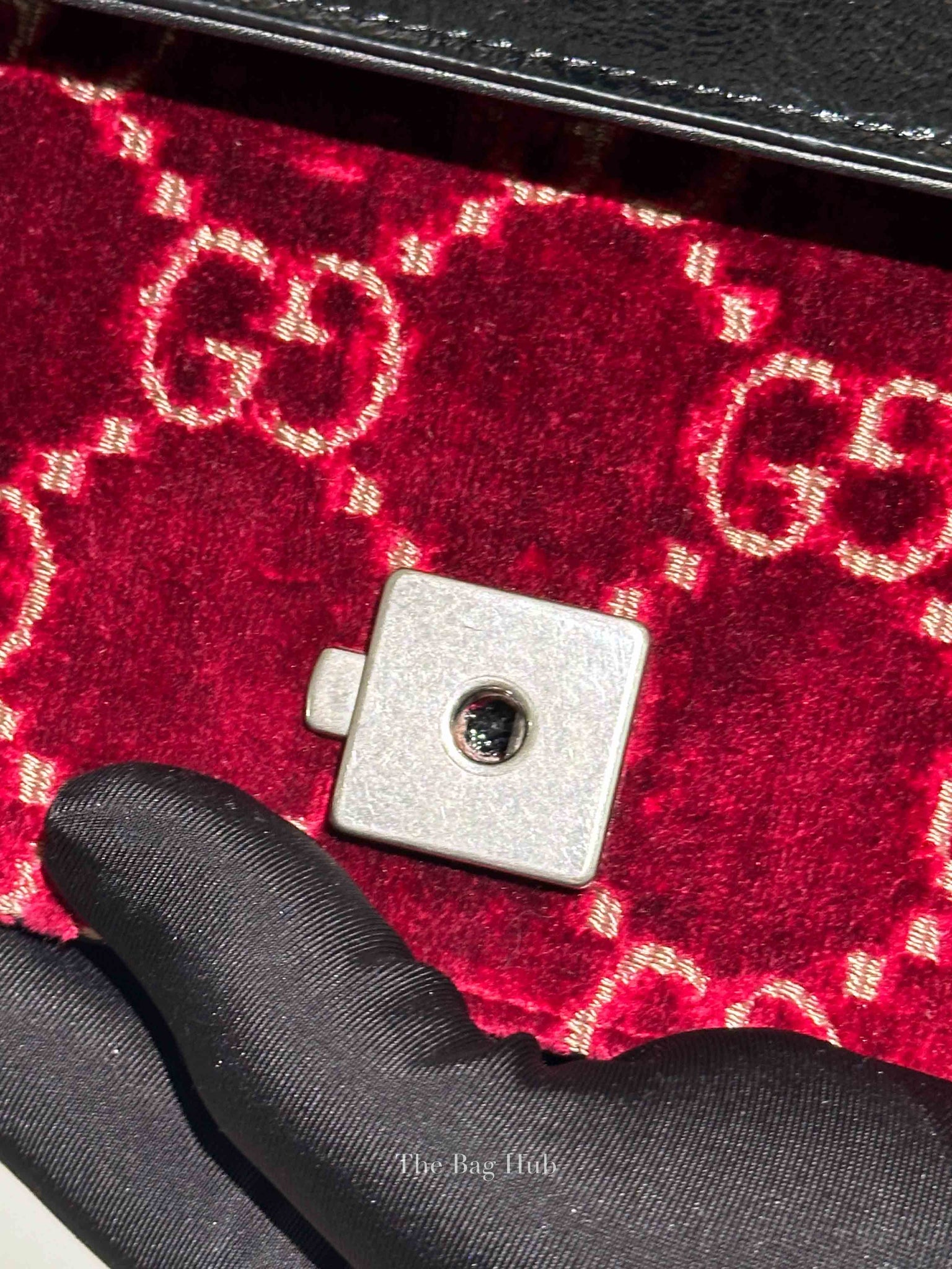 Gucci Red/Black Velvet GG Monogram Dionysus Small Shoulder Bag