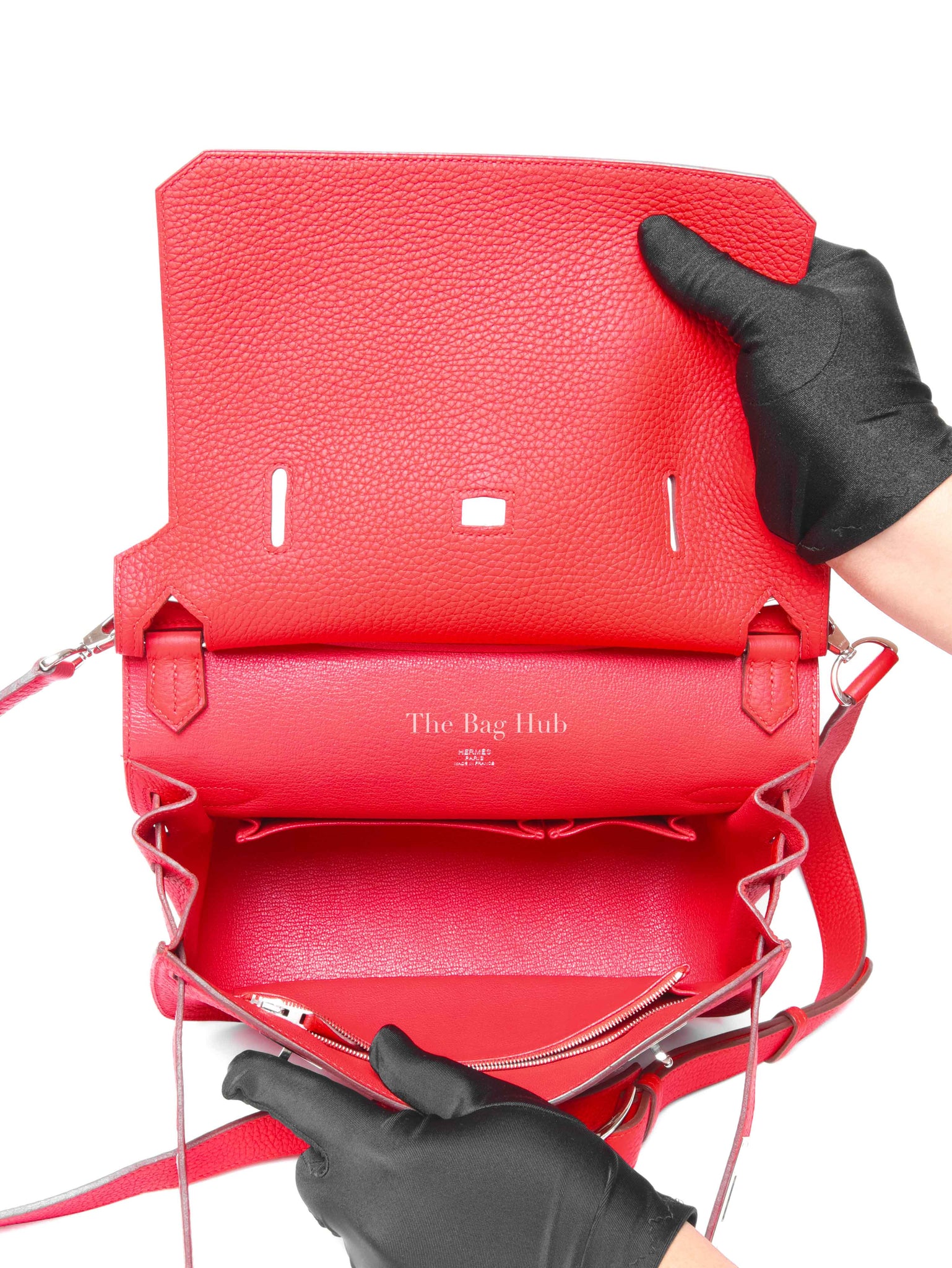 Hermes Rouge Casaque Taurillon Clemence Leather Jypsiere 28 Bag PHW