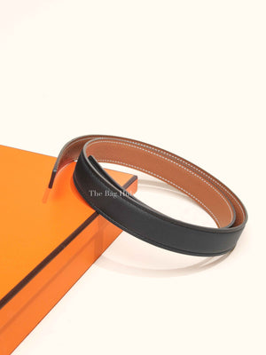 Hermes Noir/Gold Leather Reversible Belt Strap 75cm