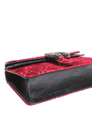 Gucci Red/Black Velvet GG Monogram Dionysus Small Shoulder Bag