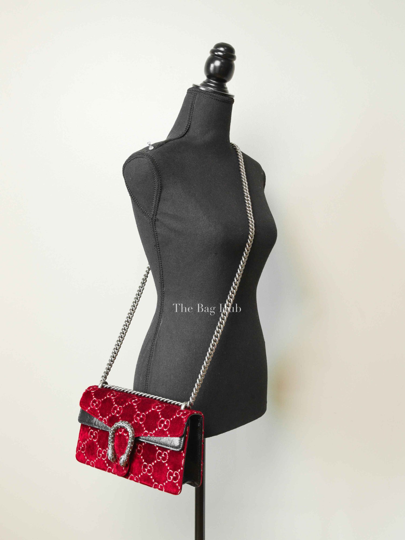 Gucci Red/Black Velvet GG Monogram Dionysus Small Shoulder Bag