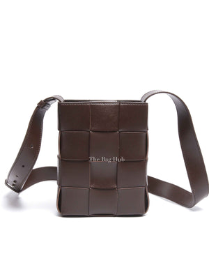 Bottega Veneta Brown Intercciato Calfskin Crossbody Bag