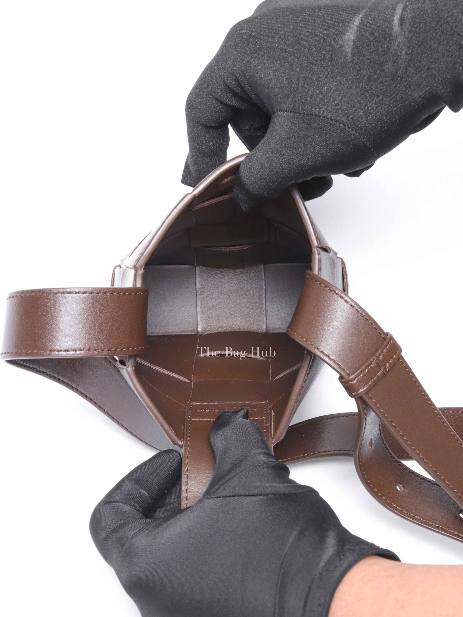 Bottega Veneta Brown Intercciato Calfskin Crossbody Bag