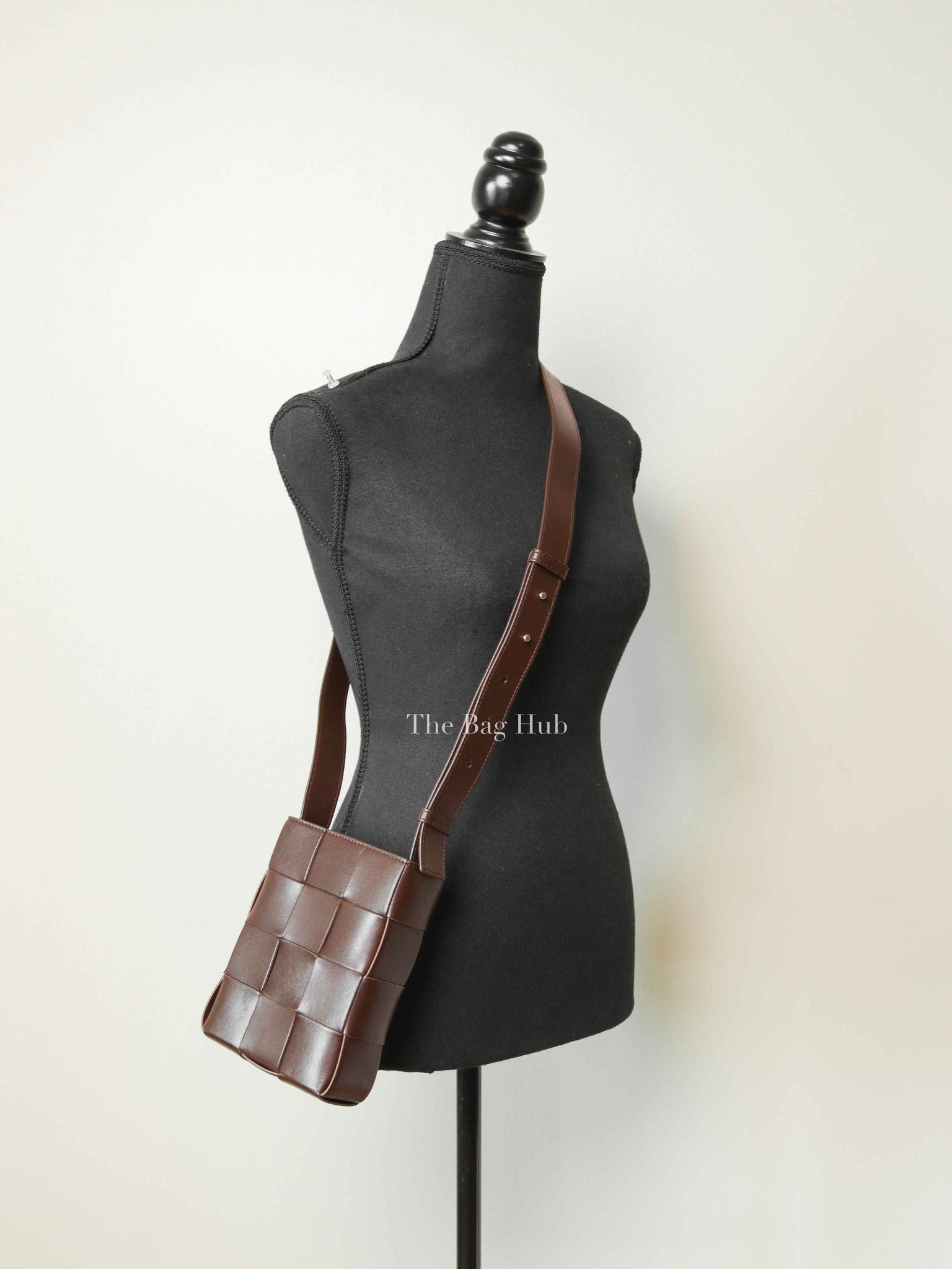 Bottega Veneta Brown Intercciato Calfskin Crossbody Bag