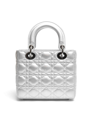 Dior Silver Calfskin My ABCDior Lady Dior Cannage Small Bag