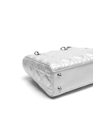 Dior Silver Calfskin My ABCDior Lady Dior Cannage Small Bag