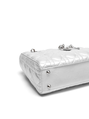 Dior Silver Calfskin My ABCDior Lady Dior Cannage Small Bag