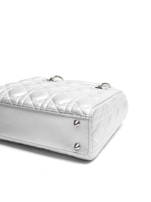 Dior Silver Calfskin My ABCDior Lady Dior Cannage Small Bag