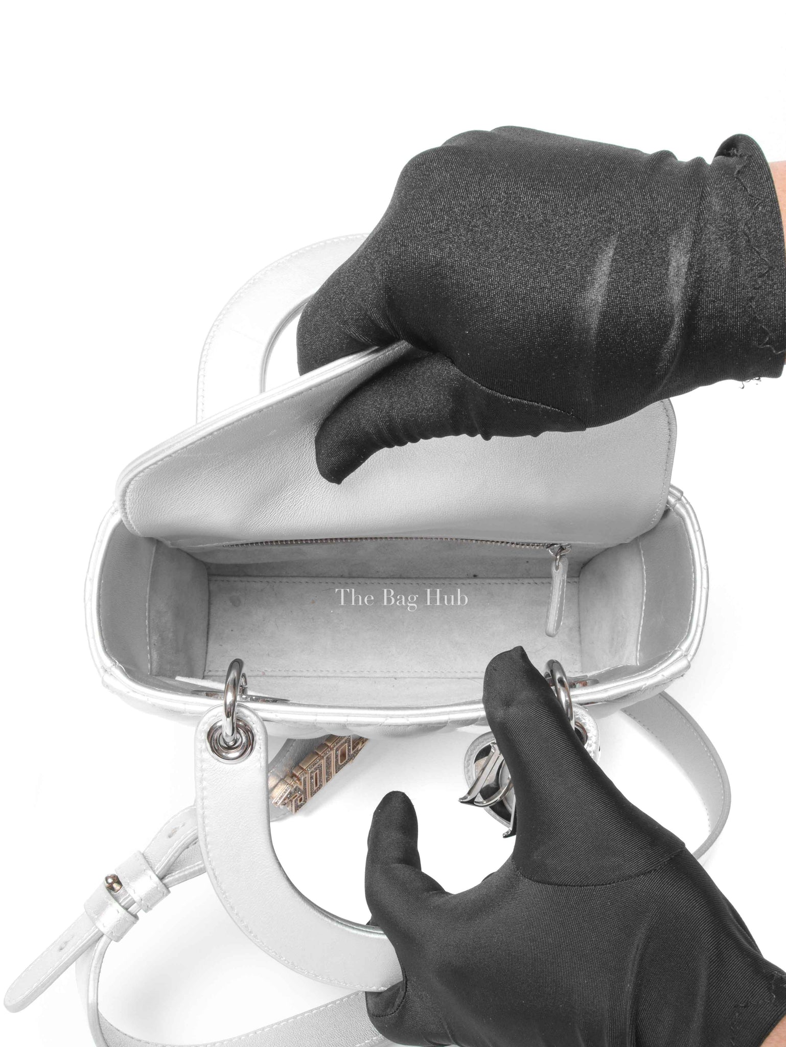 Dior Silver Calfskin My ABCDior Lady Dior Cannage Small Bag