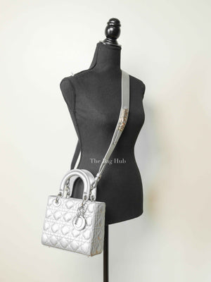 Dior Silver Calfskin My ABCDior Lady Dior Cannage Small Bag