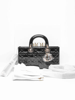 Dior Black Patent Cannage Calfskin Medium Lady D-Joy Bag