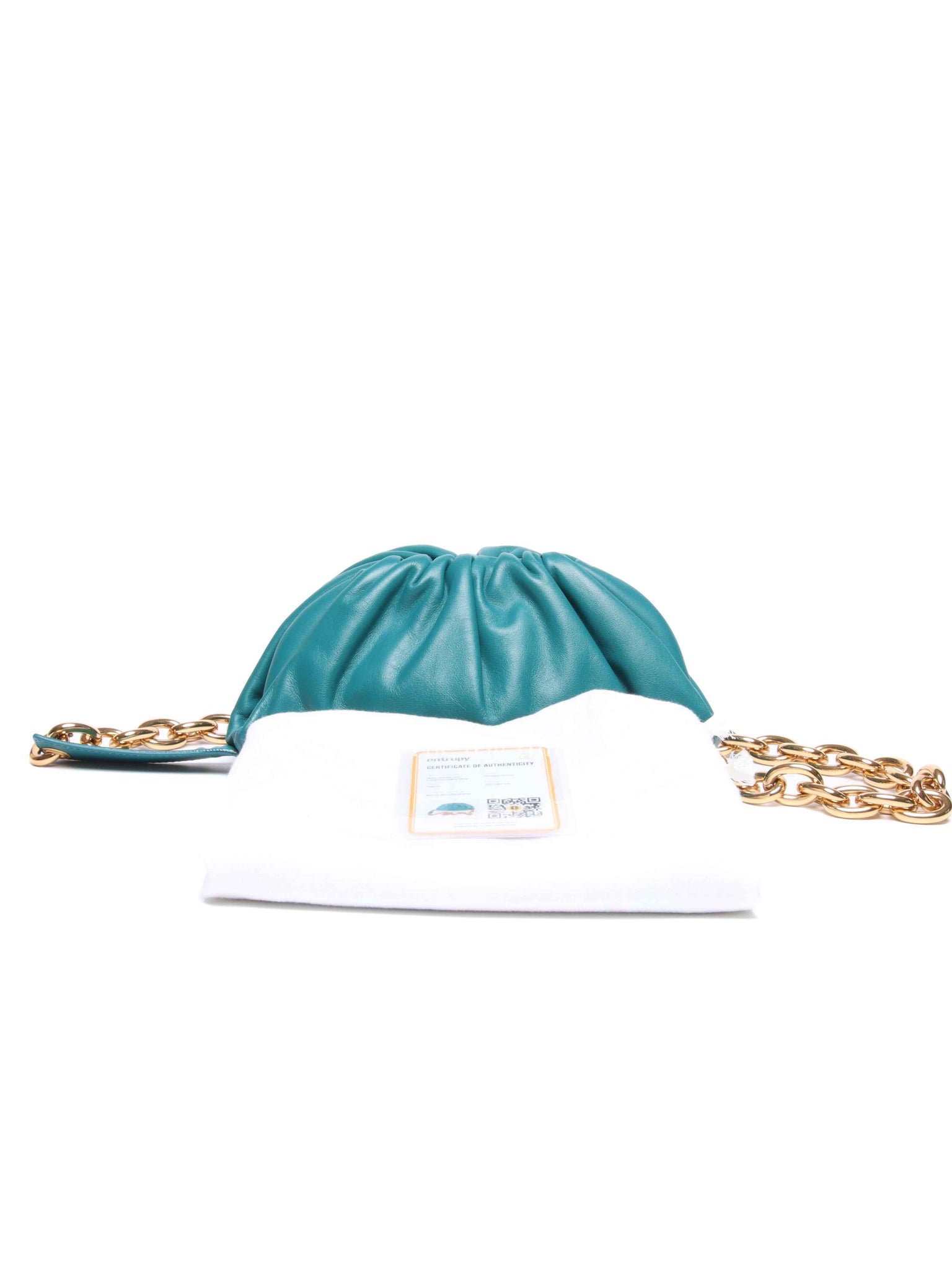 Bottega Veneta Teal Leather Belt Chain Pouch