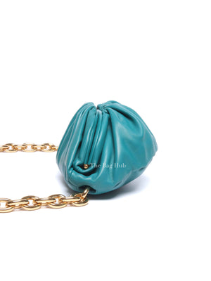 Bottega Veneta Teal Leather Belt Chain Pouch