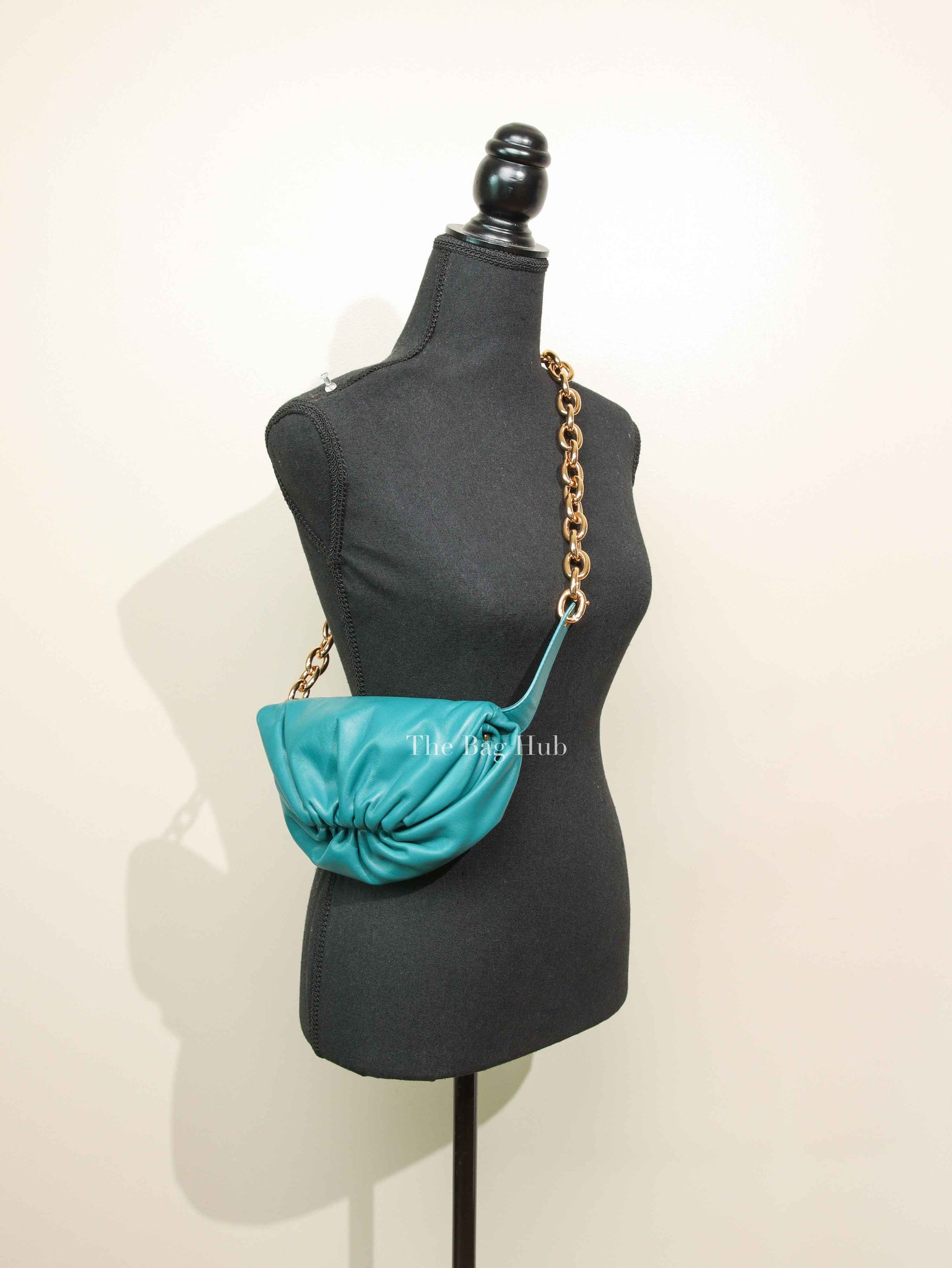 Bottega Veneta Teal Leather Belt Chain Pouch