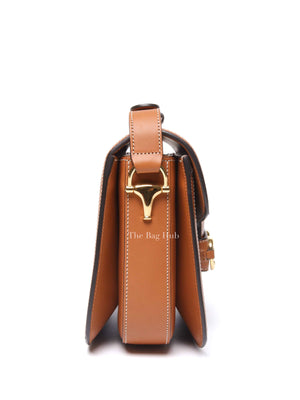 Gucci X Dans Le Vert Brown Dusty Azure Harness Brown Mystic White Textured Dollar Calfskin Horsebit 1955 Medium Shoulder Bag