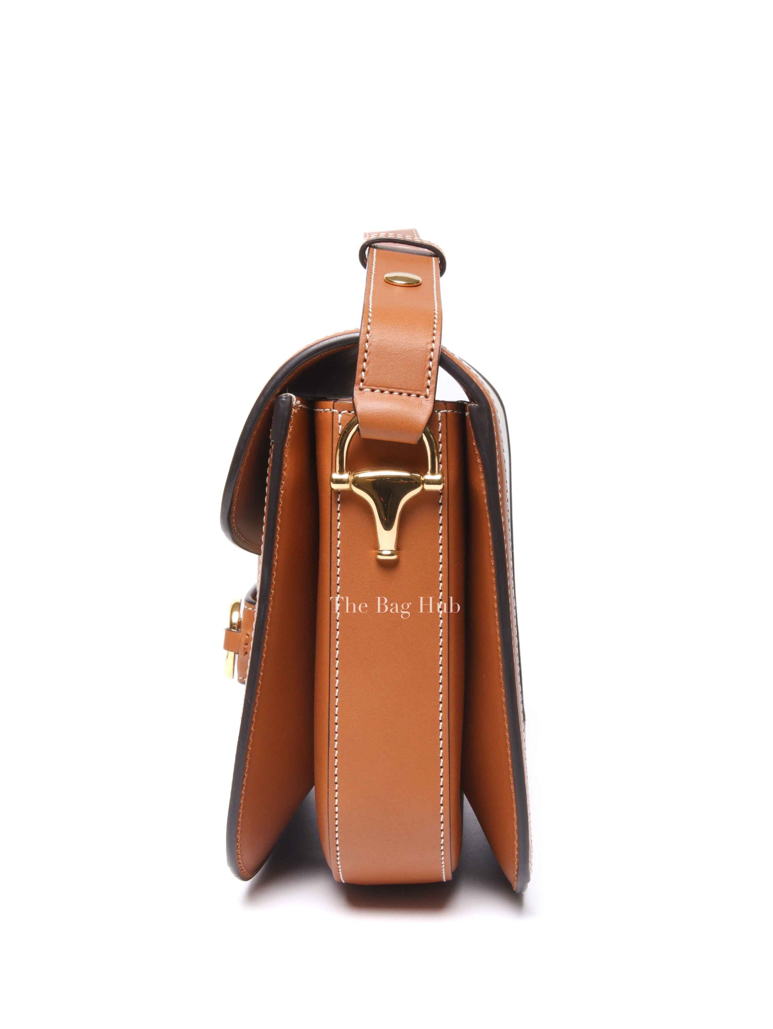 Gucci X Dans Le Vert Brown Dusty Azure Harness Brown Mystic White Textured Dollar Calfskin Horsebit 1955 Medium Shoulder Bag