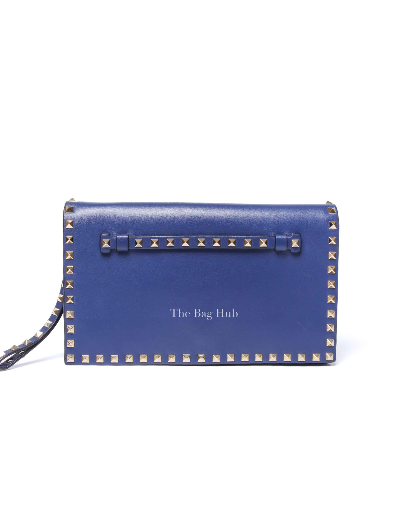 Valentino Blue Leather Rockstud Wristlet Clutch Bag