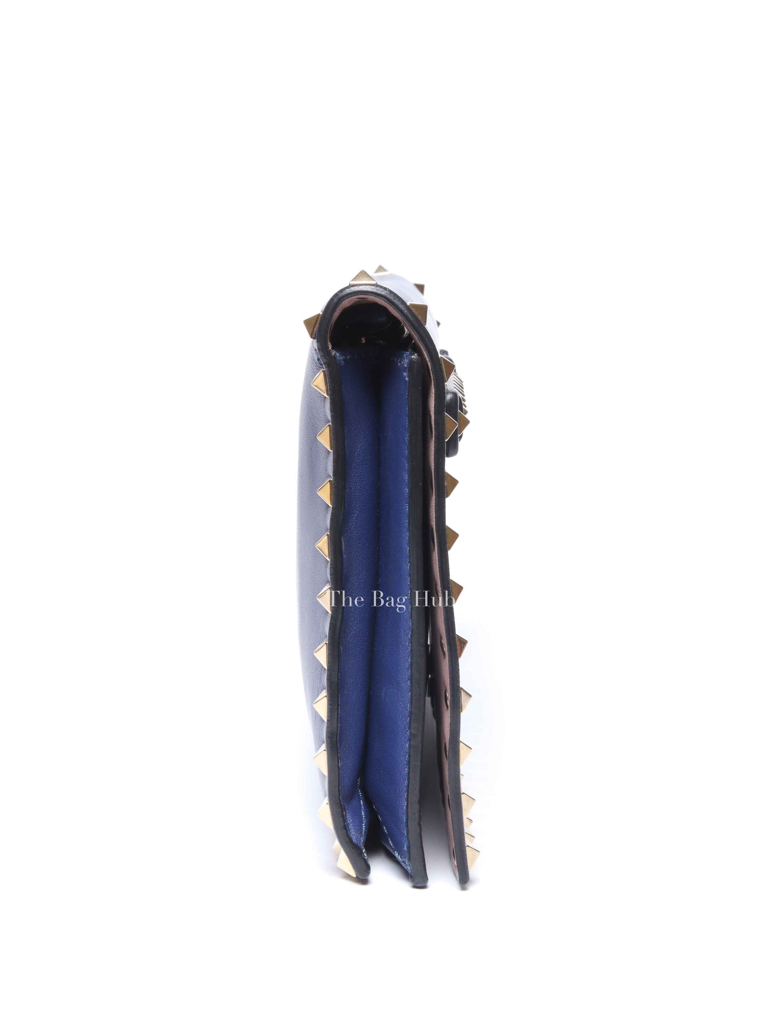 Valentino Blue Leather Rockstud Wristlet Clutch Bag