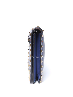 Valentino Blue Leather Rockstud Wristlet Clutch Bag