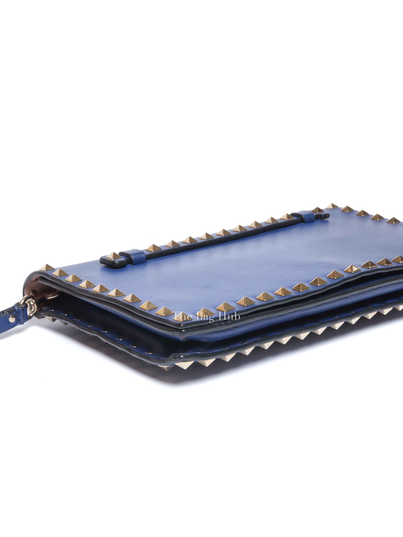 Valentino Blue Leather Rockstud Wristlet Clutch Bag