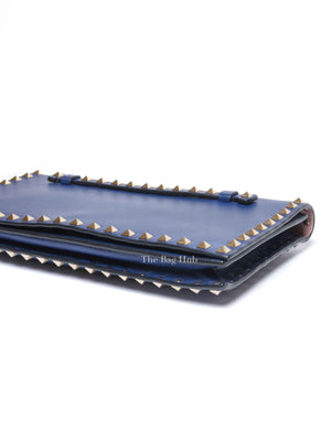 Valentino Blue Leather Rockstud Wristlet Clutch Bag