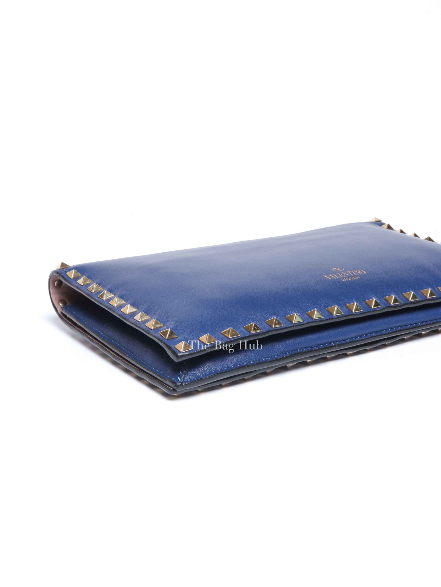 Valentino Blue Leather Rockstud Wristlet Clutch Bag