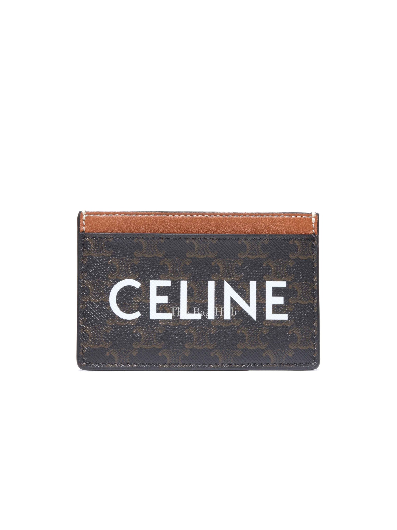 Celine Black/Tan Canvas Triomphe Card Holder