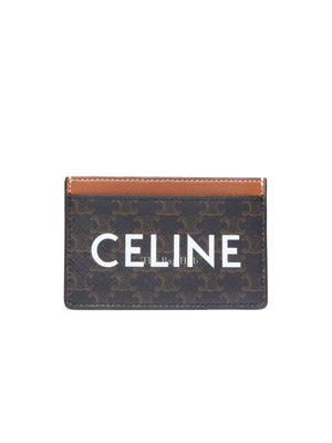 Celine Black/Tan Canvas Triomphe Card Holder