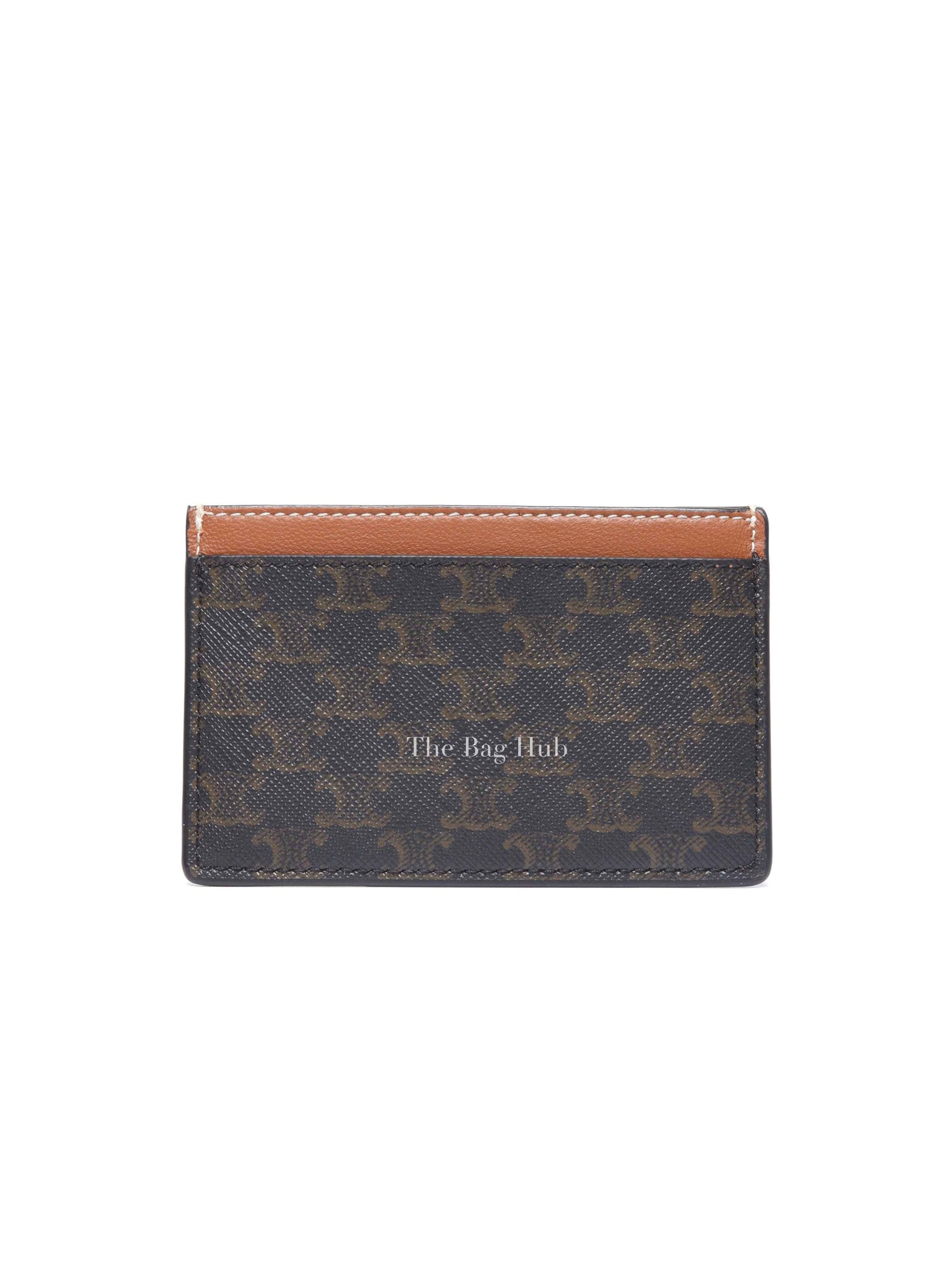 Celine Black/Tan Canvas Triomphe Card Holder